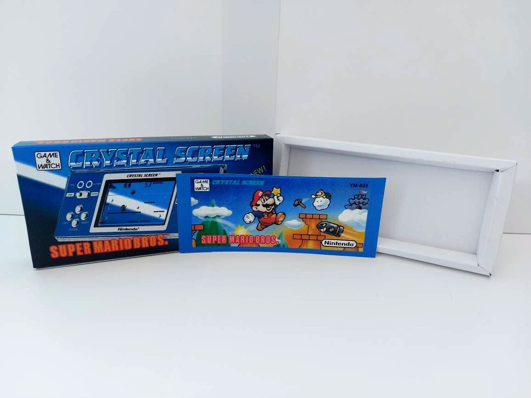 Super Mario Bros Crystal Screen YM-801 Game Watch Box Manual and