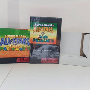 Super Mario All-stars and Super Mario World SNES Box Manual and Tray NO GAME included