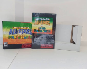 Super Mario All-stars and Super Mario World SNES Box Manual and Tray NO GAME included