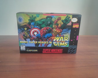 Marvel Super Hero's in War of the Gems SNES Box Manual and Tray NO GAME included