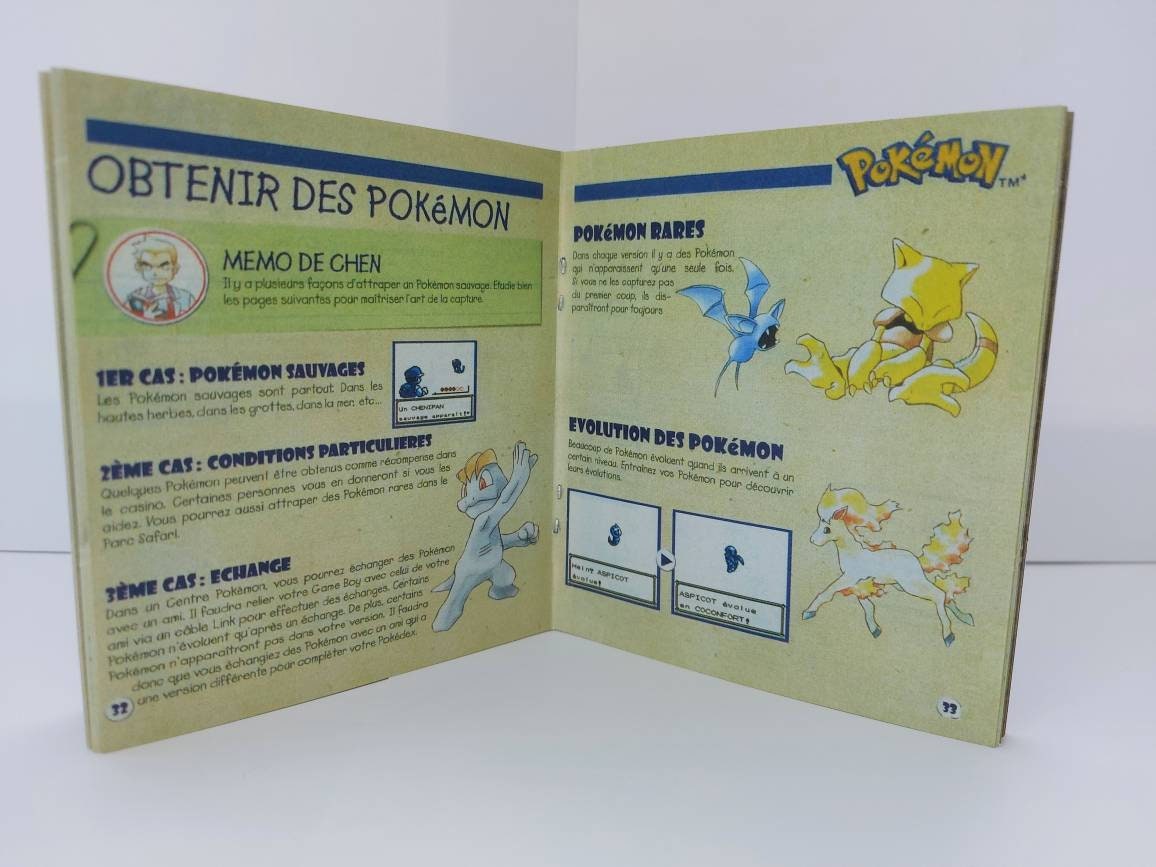 Notice Pokémon Version Bleue / Rouge – Guide D'entraîneur – Game Boy – FR