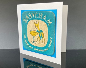 Antique Coaster greetings card (Babycham)