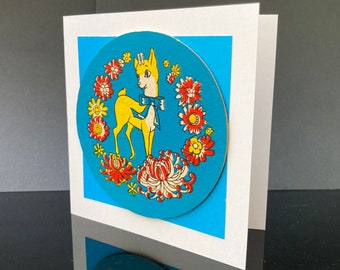 Antique Coaster greetings card (Babycham)
