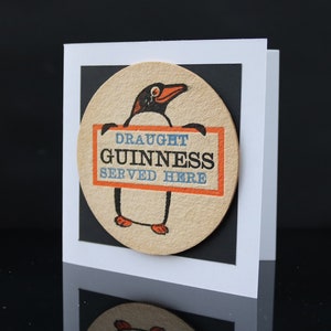 Cartão de felicitações de porta-copos antigo (Guinness)