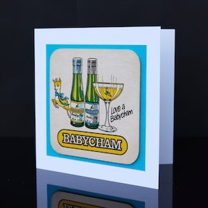 Cartão de felicitações de porta-copos antigo (Babycham)