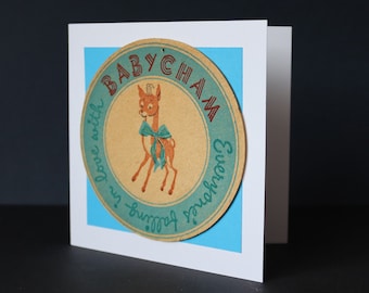 Antique Coaster greetings card (Babycham)