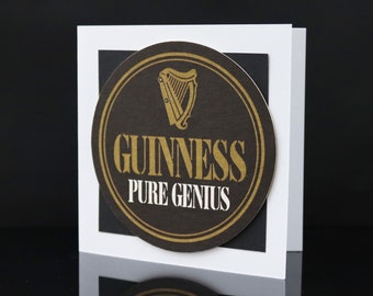 Biglietto d'auguri con sottobicchiere antico (Guinness)