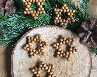 6er Set Sterne aus Holzperlen Kaffeebraun Weihnachtsdeko Christbaumschmuck