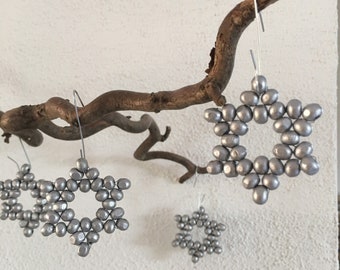 5er Set Sterne silber Weihnachten Weihnachtsdeko Weihnachtskugeln Christbaumschmuck Adventsdeko Geschenkidee