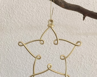 6er Set Sterne aus Draht, gold, Wire Art, Drahtkunst, Baumschmuck, Anhänger