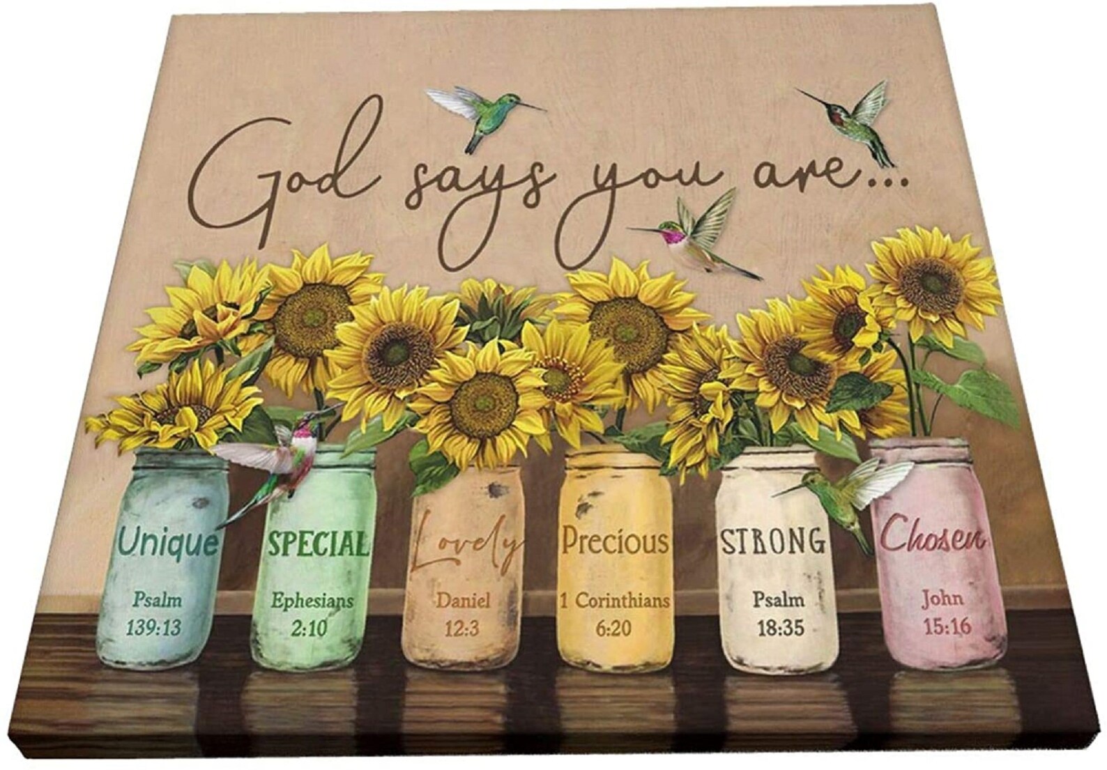 God Says You are Hummingbird Sunflower Canvas Wall Art Prints Etsy