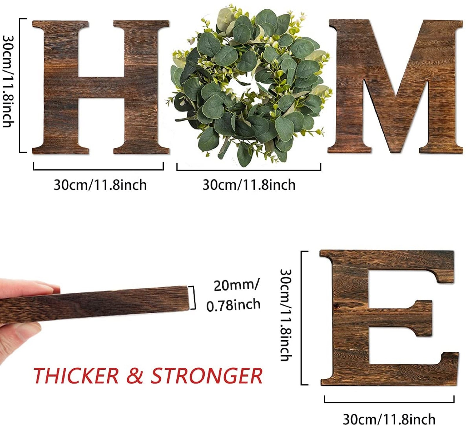 12in Home Sign Wall Hanging Wood Letters with Artificial Etsy