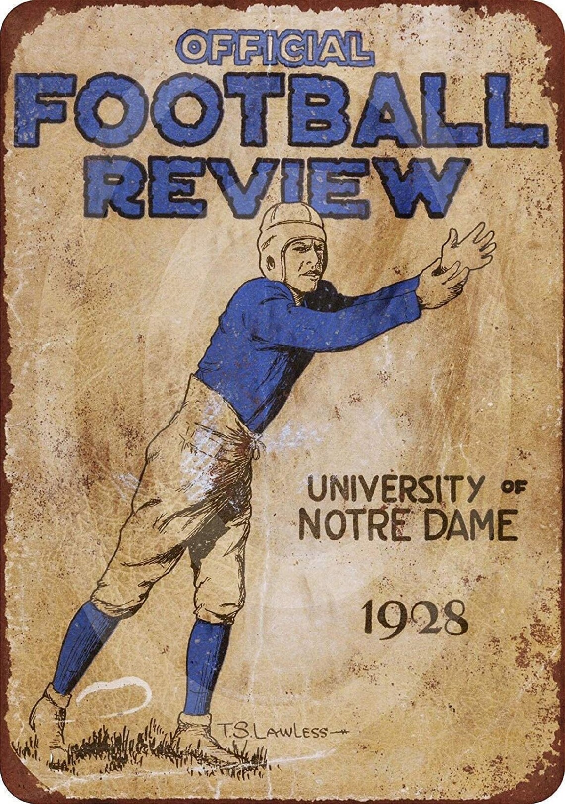 Wall Decor Sign 1928 Notre Dame Football Review Aluminum Metal Etsy