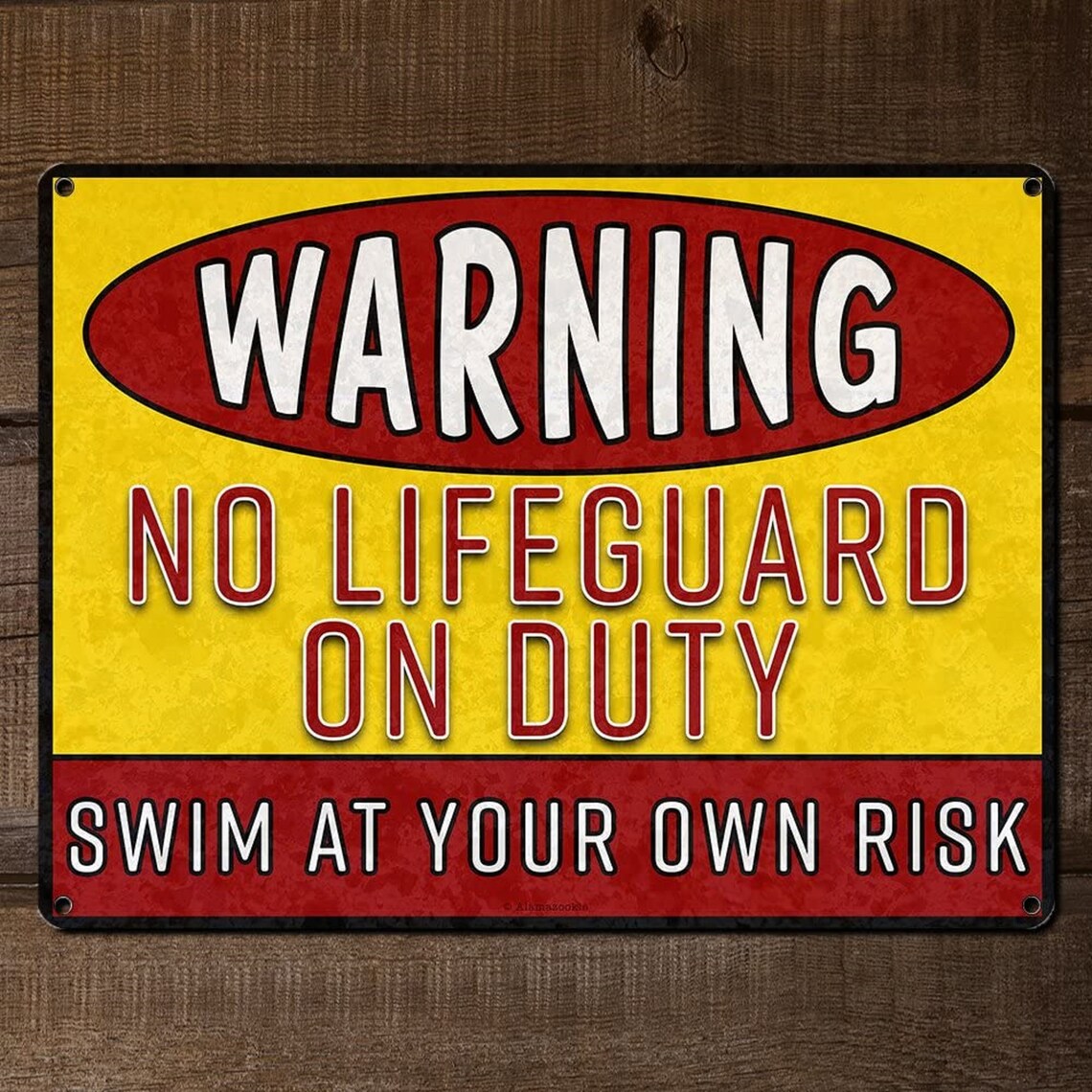 Warning No Lifeguard On Duty Swim at Your Own Risk 9 x 12 Etsy