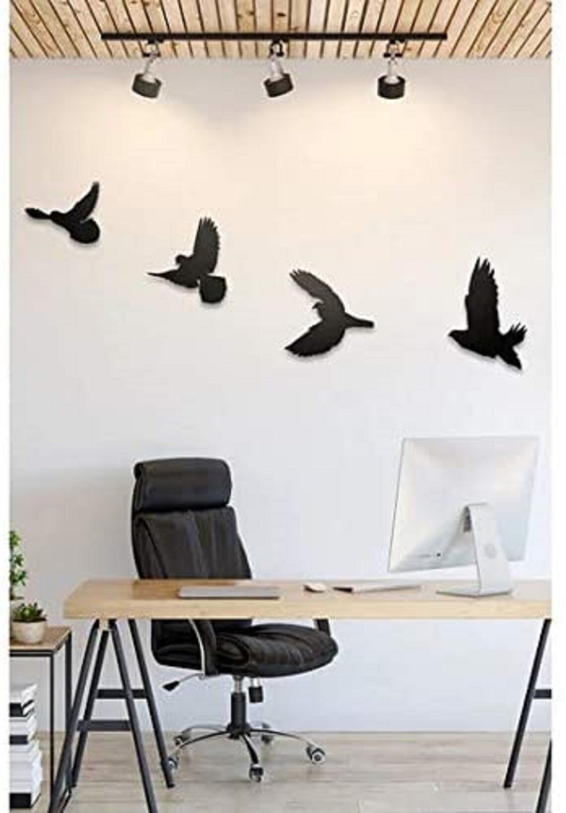 Bird Wood Style Wall Decor 4 pcs Etsy