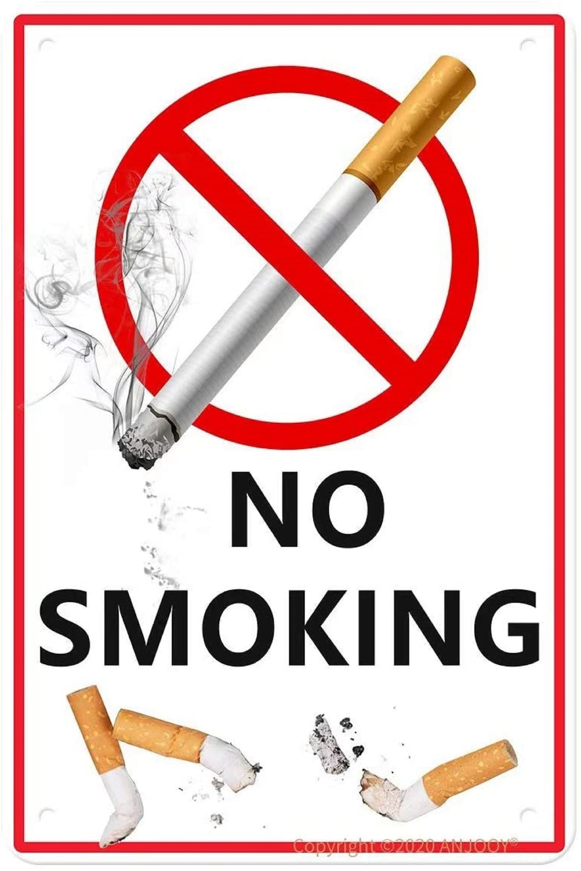 No Smoking Sign Metal Tin Reflective Signs Rust Free Heavy Etsy