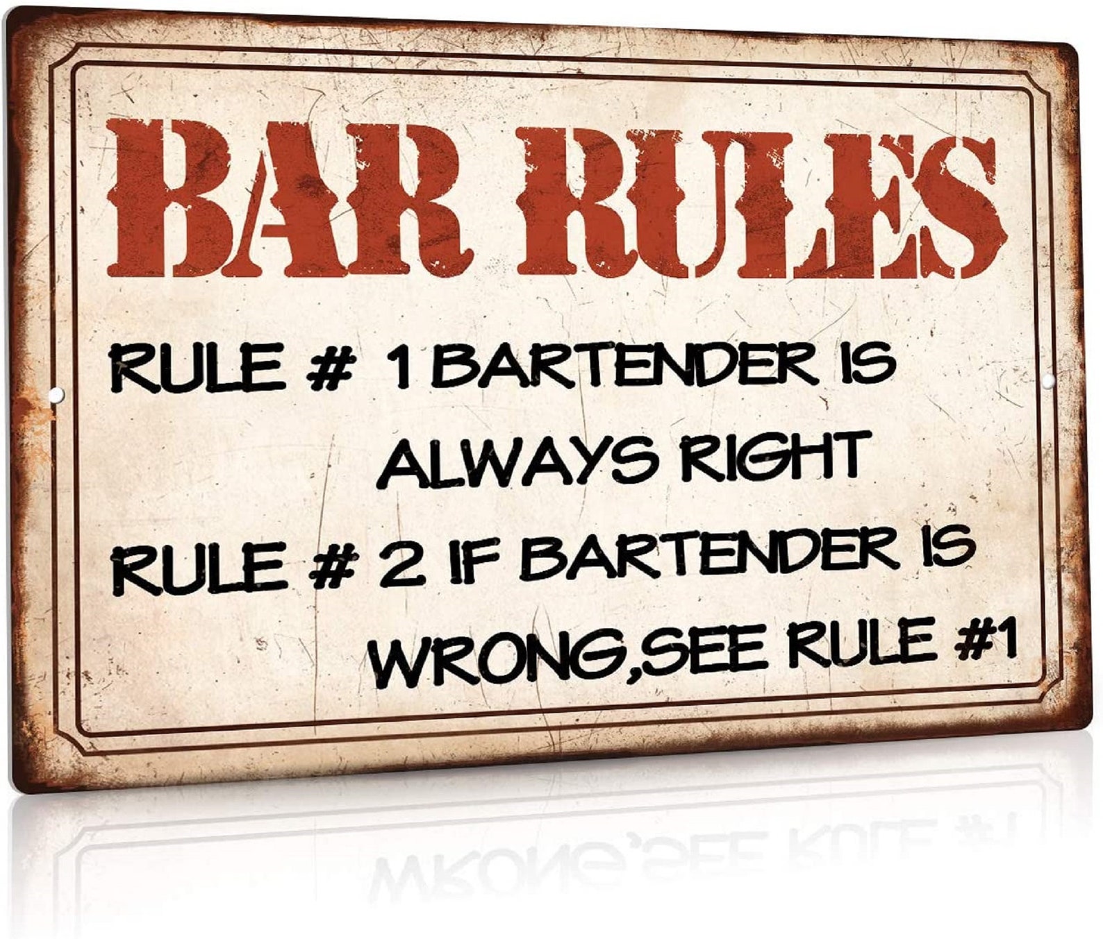 Funny Bar Rules Metal Tin Sign Bartender Rule Man Cave Wall Etsy