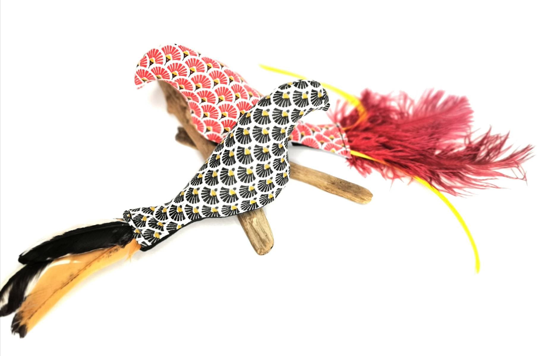Jouet Chat /Oiseau avec Plumes