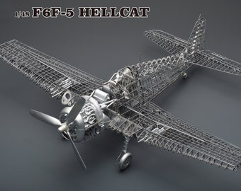 F6F-5 Hellcat Metal Model Kit-WWII Military Aircraft with Full Interior Etching | Collector Gift Historical Display for Aviation Enthusiasts
