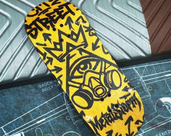 METAL STORM 34mm Handcrafted Wood Split-Ply Fingerboard Deck - All-Seeing Eye 5-Ply Wooden Deck (34x98mm, Medium Concave)