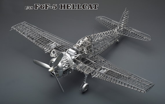 F6F-5 Hellcat Metal Model Kit, WWII Navy Fighter Brass Etching 3D
