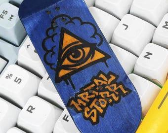 METAL STORM 34mm Handcrafted Wood Split-Ply Fingerboard Deck - All-Seeing Eye 5-Ply Wooden Deck (34x98mm, Medium Concave)