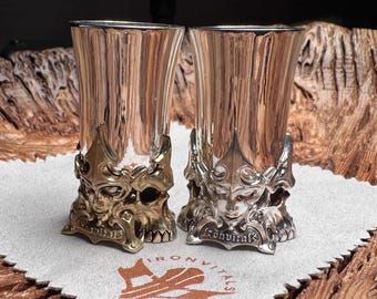 Handmade 999 Sterling Silver Goblet Set 'Iron Chalice' - Limited Edition 99, Anniversary Gift, Wine Catalyst, Luxury Home Decor