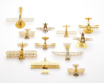 Vintage Aircraft Metal Model Kit - 1900s Steampunk Mechanical Puzzle | DIY Engineering Toy for Adults, Retro Desk Decor & History Gifts