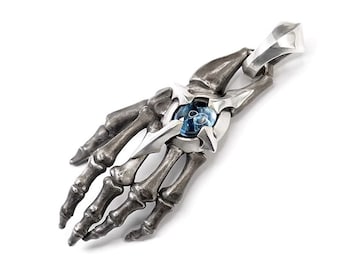 925 sterling silver pendant "Imprisoned Stone" Topaz men's pendant