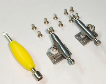 Pro 26mm Fingerboard Trucks Kit - Locking Nuts, Screws & Tools Included | Precision Skate Parts for Custom Builds/ Skater Gifts