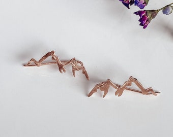 Mountain Earrings, Mountain Jewelry, Alpine Earrings, Nature Jewelry, Rose Gold