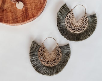 Boho Earrings | Boho Tribal Earrings | Bohemian Earrings Ethnic Earrings | Hoop Earring | Aztek Earrings