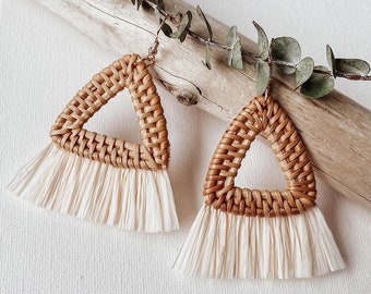 Rattan Earrings | Boho Earrings, Bohemian Earrings, Hippie Earrings, Natural Earrings, Rattan Gifts