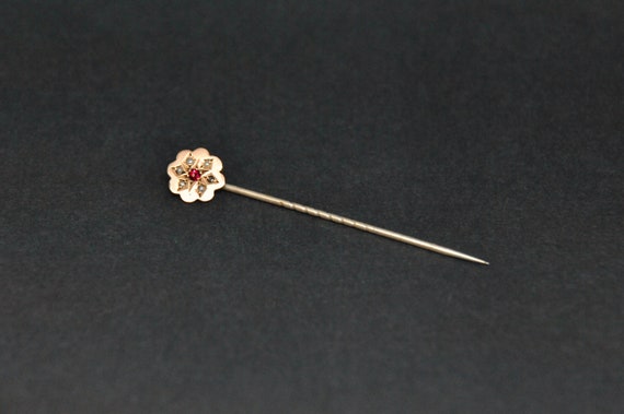 ANTIQUE Victorian 9ct Rose Gold, Ruby & Seed Pear… - image 4