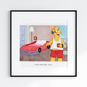 Kirk Van Houtens Rennwagenbett Die Simsons Fan Kunstdruck von @iiinky_