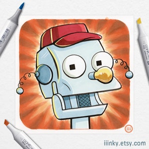 Chum - Martin Prince&#39;s Roboter von @iiinky_ - ORIGINAL MARKER ART 1 von 1 - Simpsons Fan Art