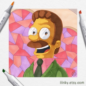 Ned Flanders by @iiinky_ - ORIGINAL MARKER ART 1 von 1 - Simpsons Fan Art