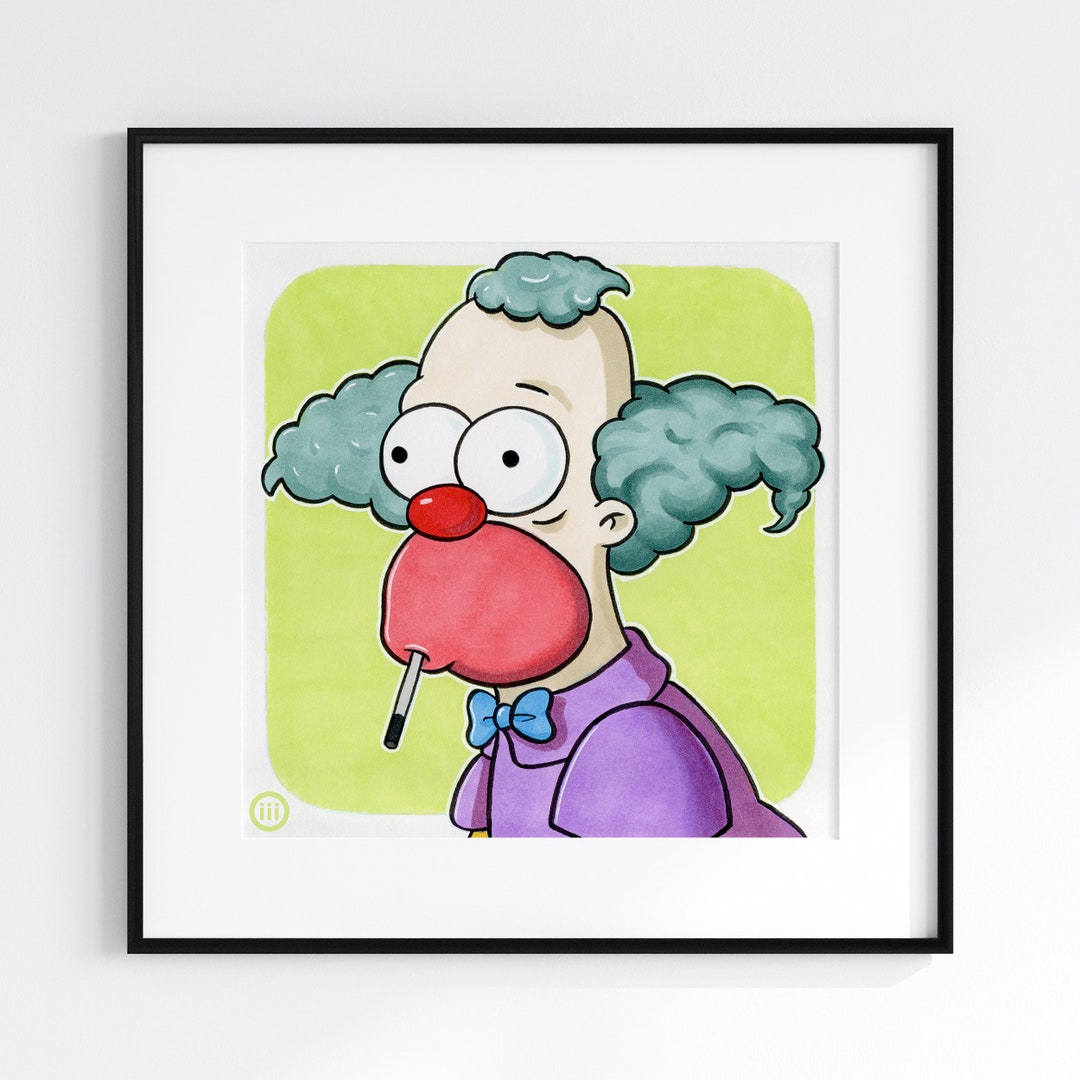 Krusty the Clown what the Hell Was That the Simpsons Fan Art Print by iiinky_ Etsy
