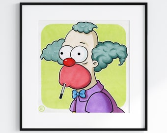 Krusty the Clown &quot;What the hell was that?!&quot; The Simpsons Fan Art Print by @iiinky_