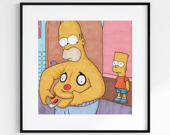 Hungry, Hungry Homer The Simpsons Fan Art Print by @iiinky_