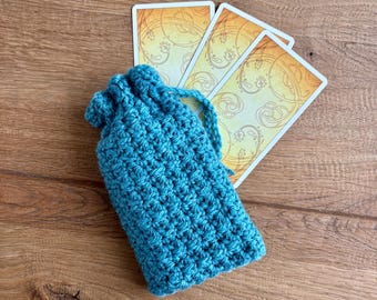Handgemachte gehäkelte Tarot-Tasche mit Kordelzug, Tarot-Deck-Beutel, Orakel- oder Kristallaufbewahrung