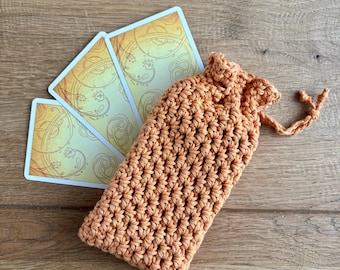 Handgemachte gehäkelte Tarot-Tasche mit Kordelzug, Tarot-Deck-Beutel, Orakel- oder Kristallaufbewahrung