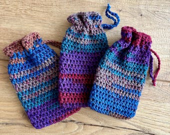 Handgemachte gehäkelte Tarot-Tasche mit Kordelzug, Tarot-Deck-Beutel, Orakel- oder Kristallaufbewahrung