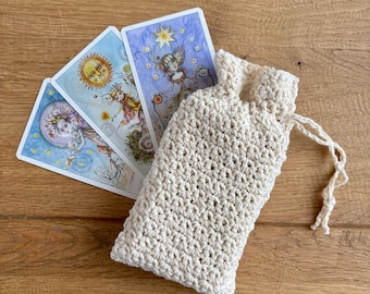 Handgemachte gehäkelte Tarot-Tasche mit Kordelzug, Tarot-Deck-Beutel, Orakel- oder Kristallaufbewahrung