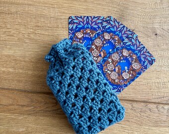 Handgemachte gehäkelte Tarot-Tasche mit Kordelzug, Tarot-Deck-Beutel, Orakel- oder Kristallaufbewahrung