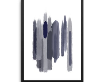 Blue Grey Abstract Brush Stroke Art Print (Digital Download)