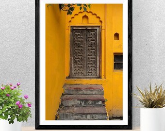 Vintage Door Photo Print: Faded Blue Wall Art (Digital Download)