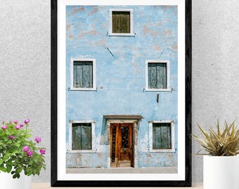 Faded Blue Door Wall Art: Vintage Architecture Photo (Digital Download)