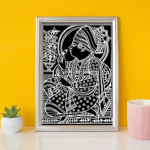 Line Drawing of Sitting Lord Swaminarayan Digital Download for print - wall décor of bedroom living room family house