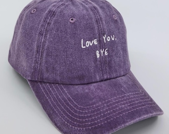 Ti amo, ciao / Cappellino da baseball in cotone lavato / Cappello unisex ricamato con cinturino regolabile / Stile vintage, retrò, streetwear elegante